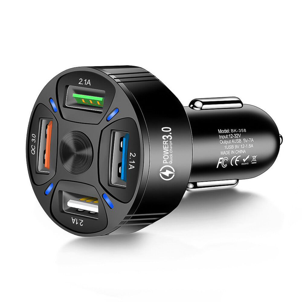 4Port USB Phone Car Charger Adapter LED Display QC 3.0 Fast Charging Accessories