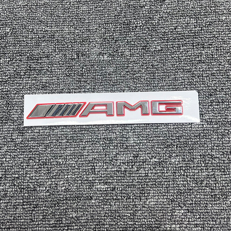 Chrome Red AMG Emblem Badge Rear Trunk Decal For Benz A B C E S CL SL ML SLK CLK