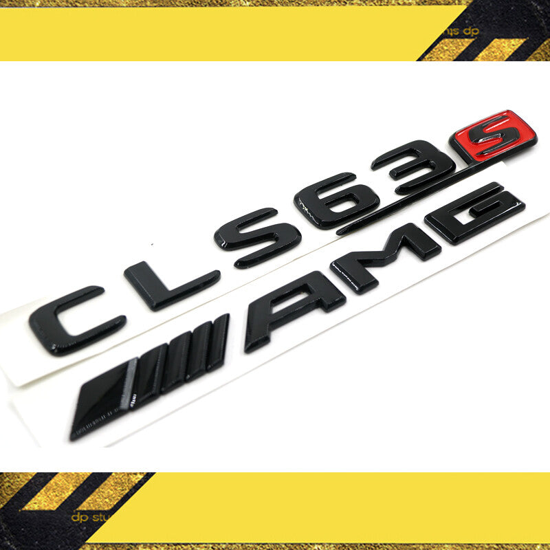 CLS GLOSS BLACK SET AMG CLS63 S REAR TRUNK BADGES EMBLEMS STICKER