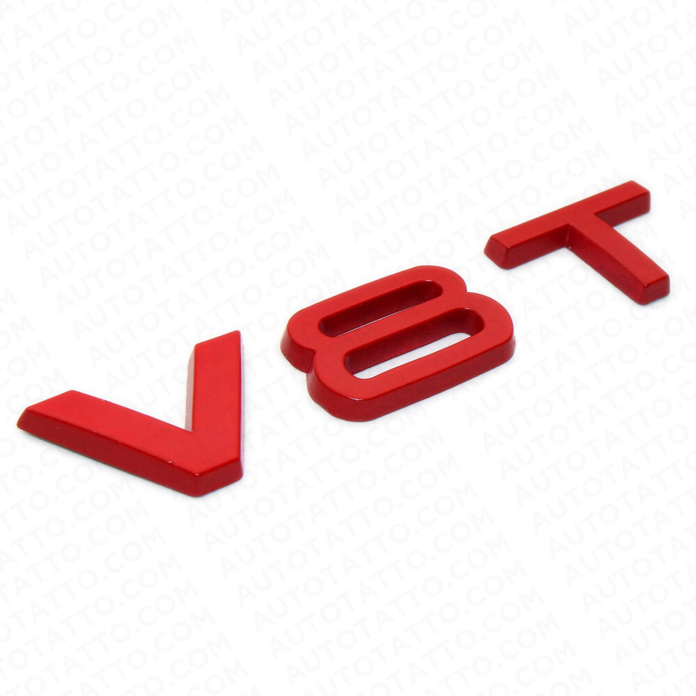 Audi Red V8T Side Fender Marker Letter Badge Emblem Badge Logo Sport Limited