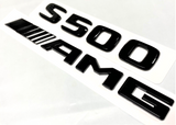 S500 + AMG BLACK FOR MERCEDES REAR TRUNK EMBLEM BADGE NAMEPLATE DECAL NUMBERS