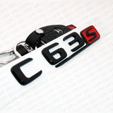 17-20 W205 OEM C 63 S Emblem Trunk Lid Logo Badge AMG Sport - Gloss Black & Red