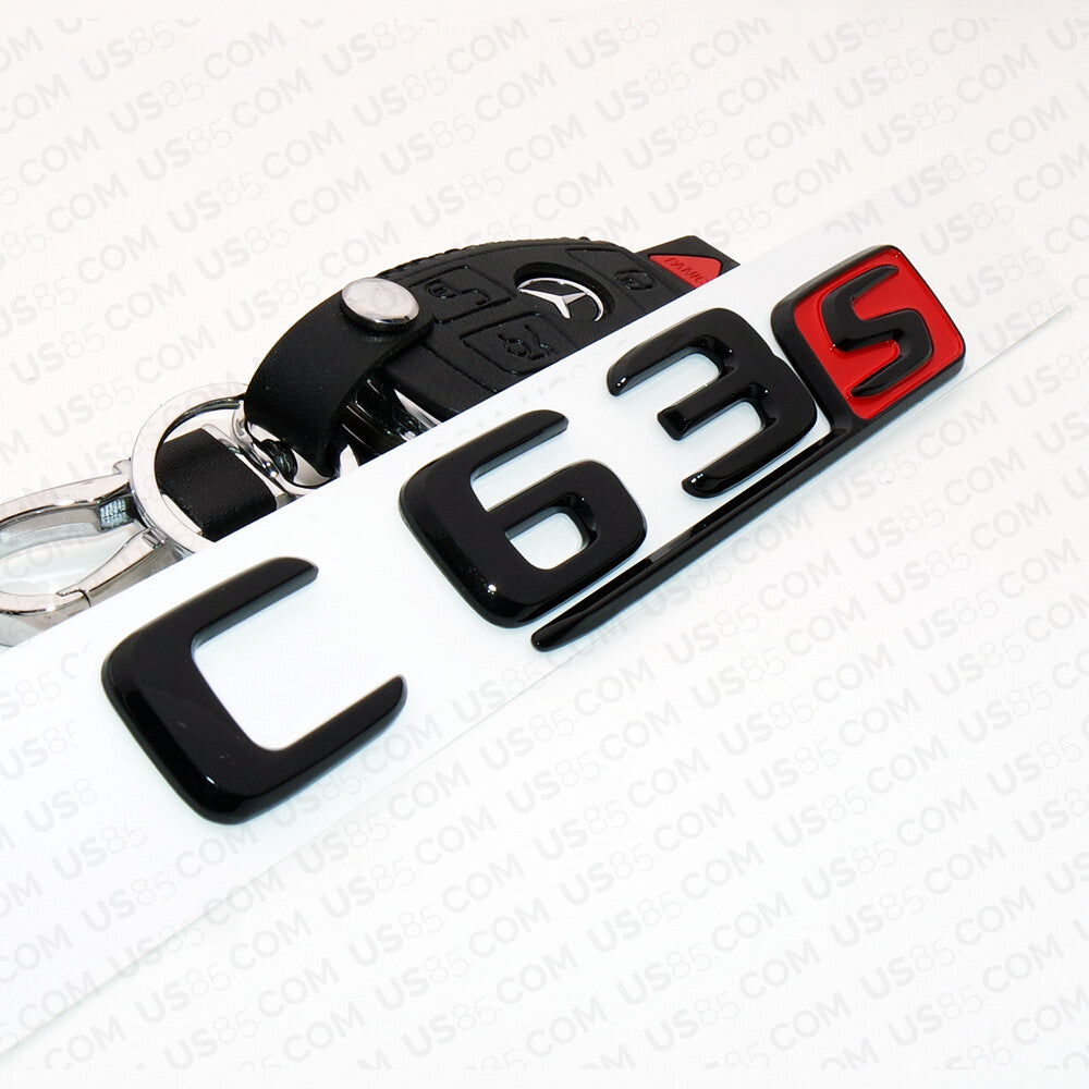 17-20 W205 OEM C 63 S Emblem Trunk Lid Logo Badge AMG Sport - Gloss Black & Red