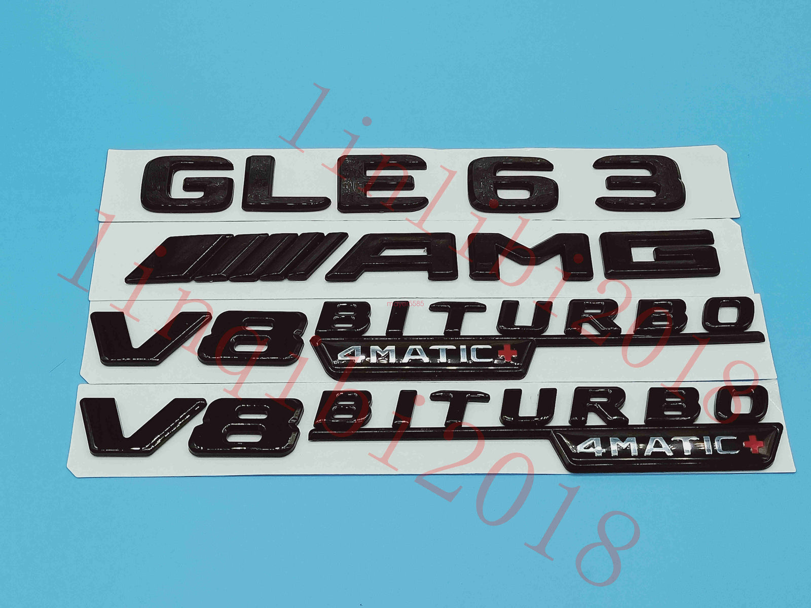 Gloss Black Flat GLE63 AMG V8 BITURBO Trunk Embl Badge Sticker for Mercedes Benz
