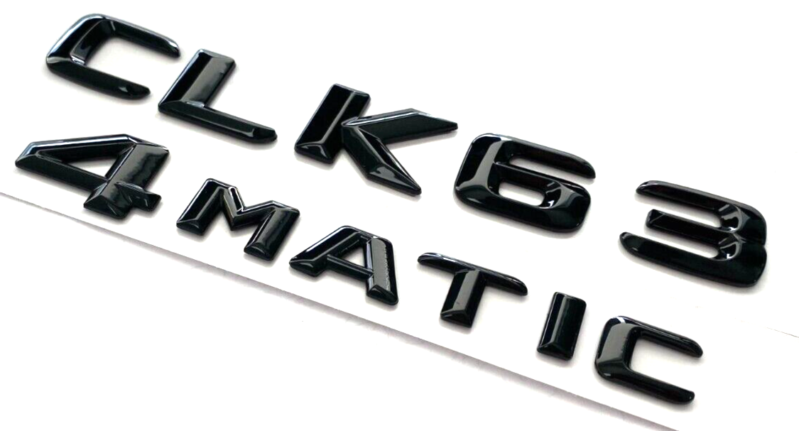 2X GLOSS BLACK CLK63+4MATIC FOR MERCEDES CLK63 REAR TRUNK EMBLEM BADGE NAMEPLATE