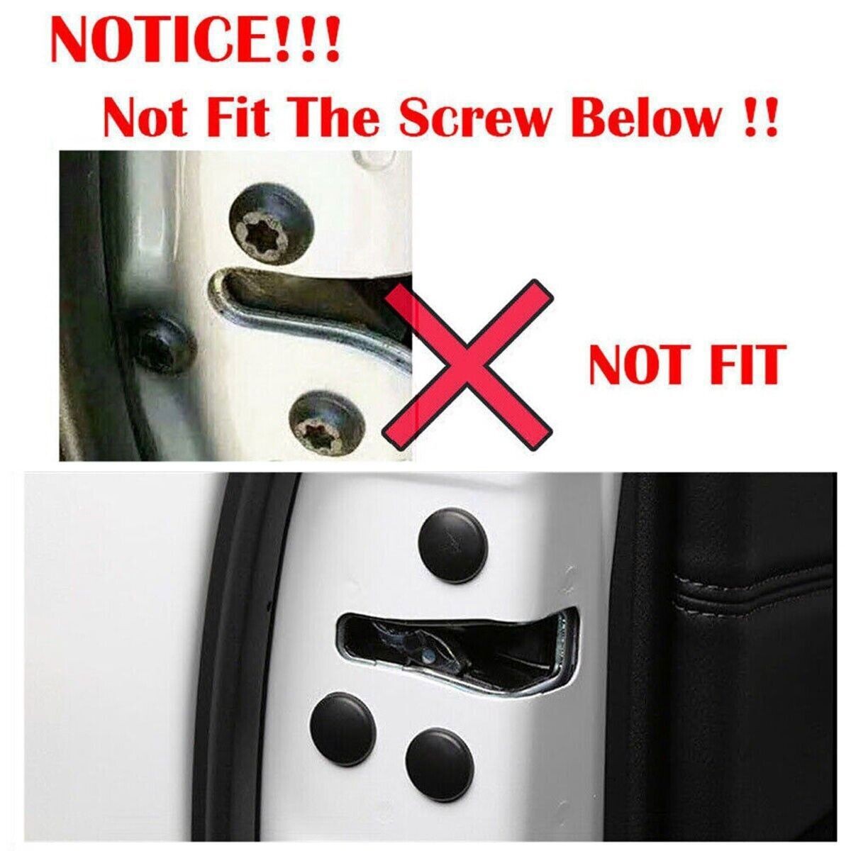 12x Car Interior Door Lock Screw Protector Cover Cap Trim Universal Accessories