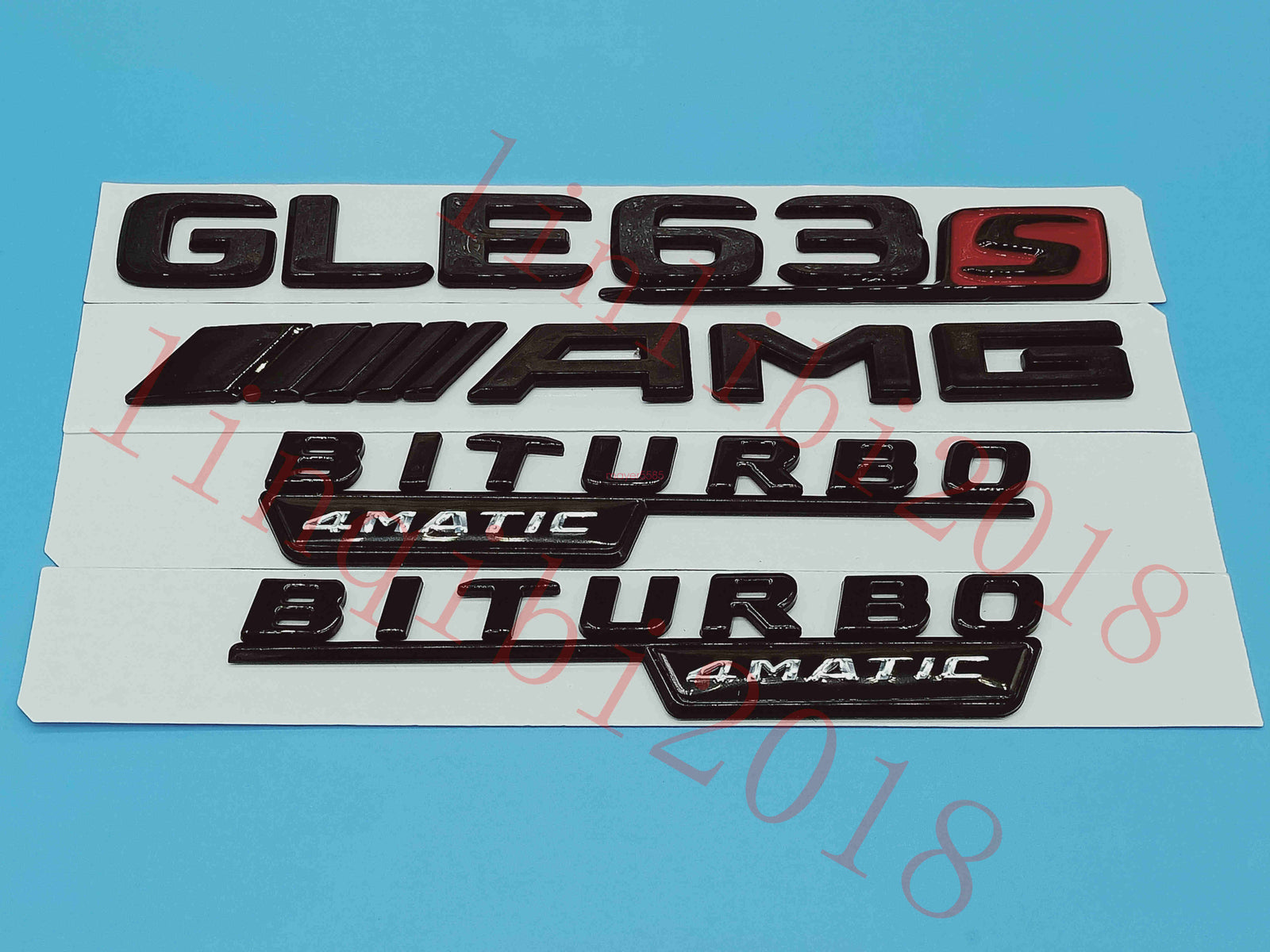 Flat Gloss Black "GLE63s AMG BITURBO" Emblem Badge Sticker for Mercedes Benz GLE