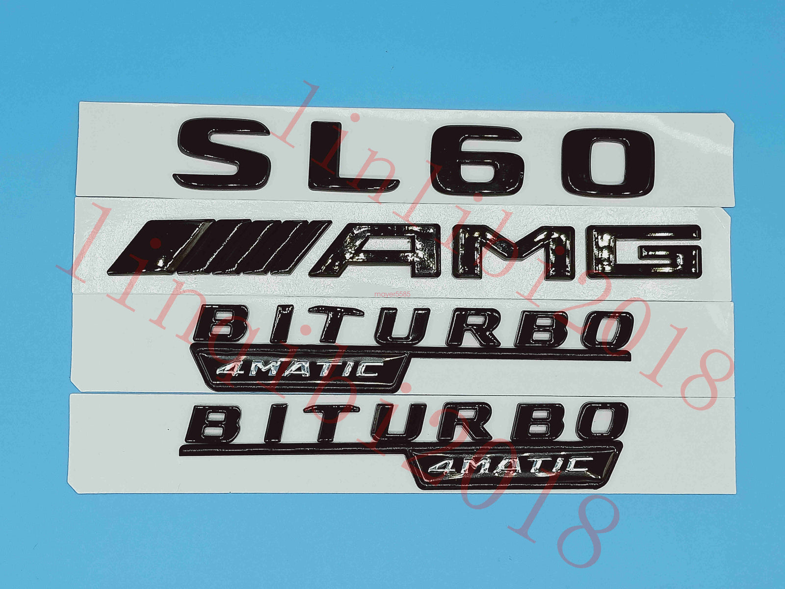 Flat Gloss Black " SL60 AMG BITURBO" Emblem Badge Sticker for Mercedes Benz SL60