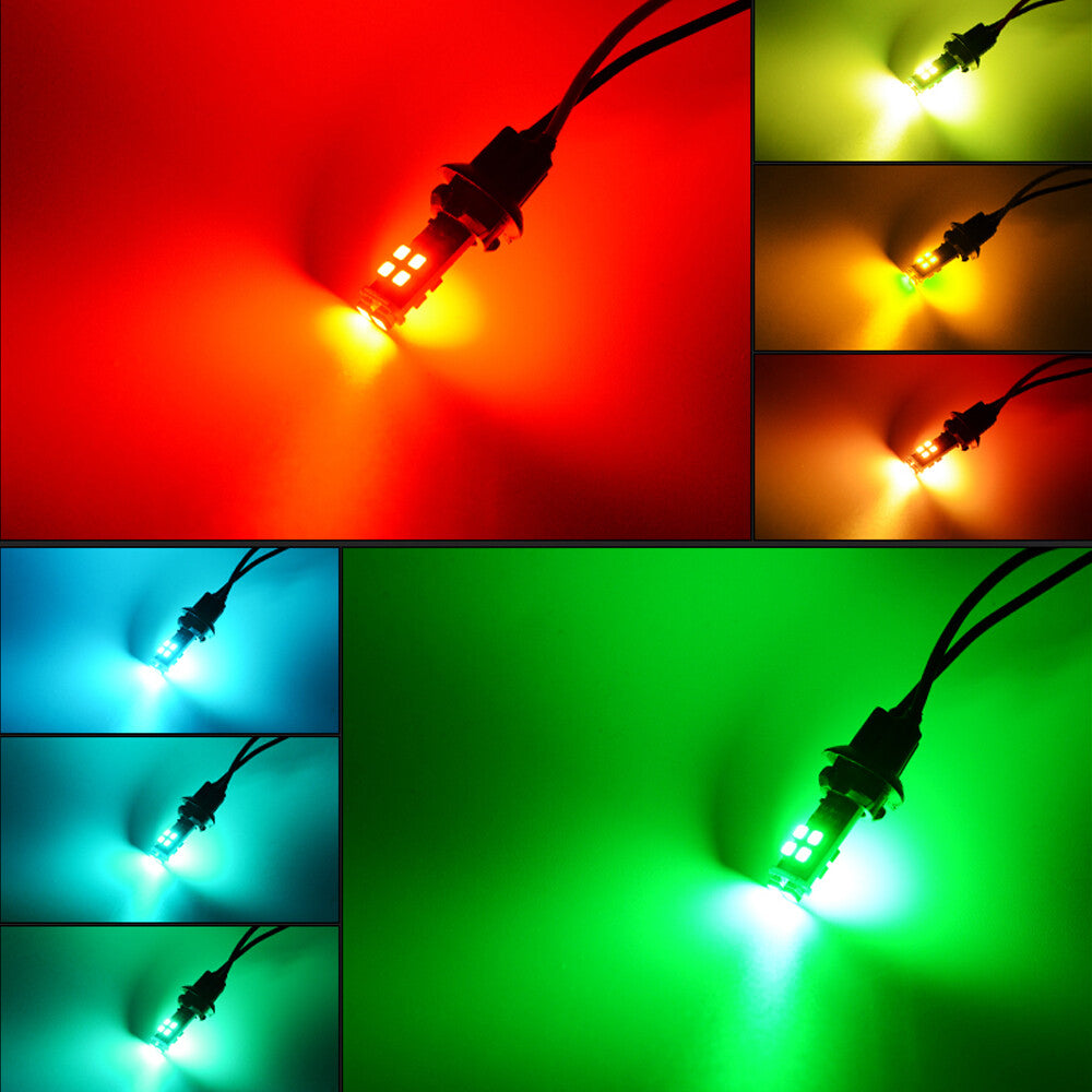 1 Set 168 194 T10 Car Parking Lights RGB LED Bulbs w/RF Remote Control Universal