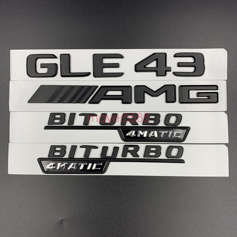 Matte black GLE43 AMG BITURBO 4MATIC Trunk Emblem Badge Sticker For Mercedes