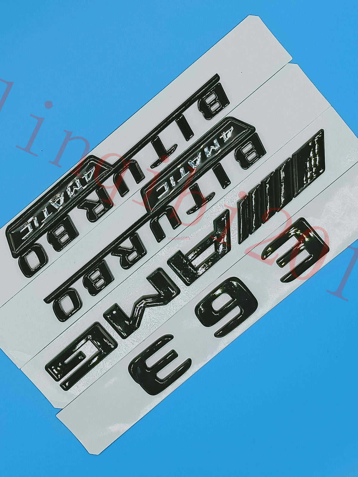 Flat Gloss Black E63 AMG BITURBO Trunk Embl Badge Sticker for 2017 Mercedes Benz