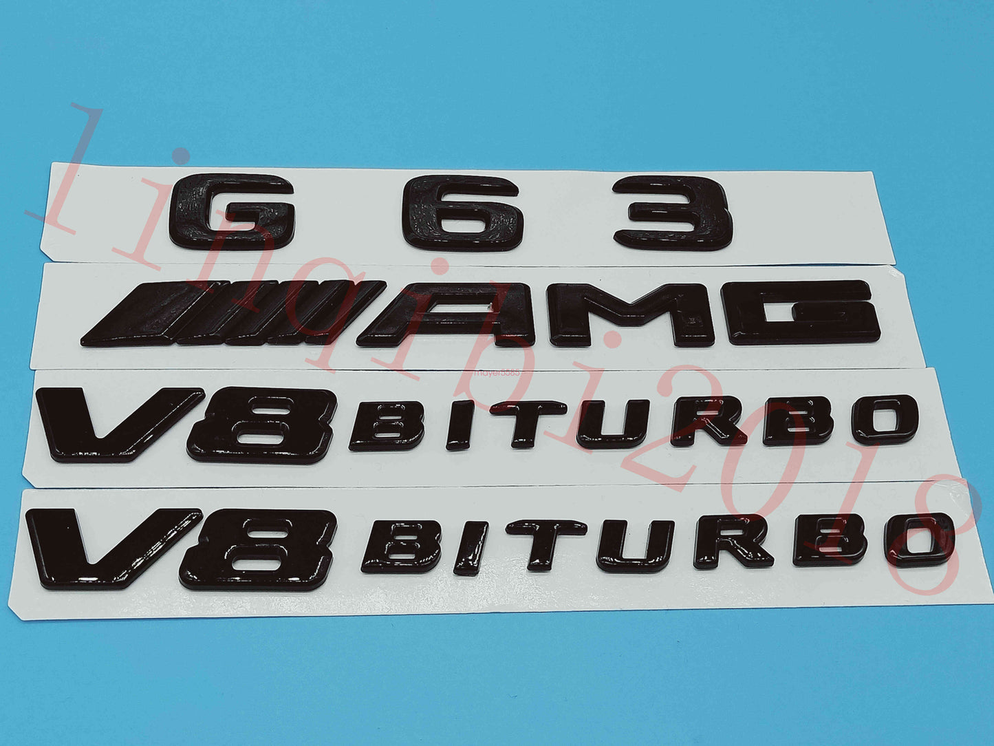 Gloss Black Flat G63 +AMG+ V8 BITURBO Trunk Embl Badge Sticker for Mercedes Benz