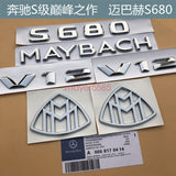 Chrome ABS " S680 + MAYBACH + V12 "  Emblem Auto Front Badge for Mercedes-Benz S