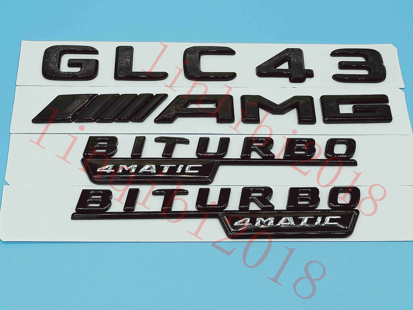 Flat Gloss Black "GLC43 AMG BITURBO" Emblem Badge Sticker for Mercedes GLC
