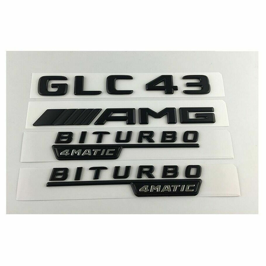 Black GLC43 AMG BITURBO 4MATIC Trunk Fender Badges Emblems for Mercedes Benz