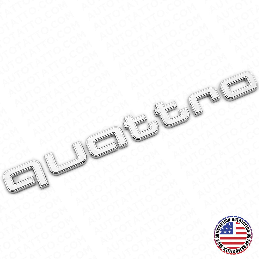 Audi Quattro Silver Rear Letter Liftgate Nameplate Trunk Emblem Badge Sport