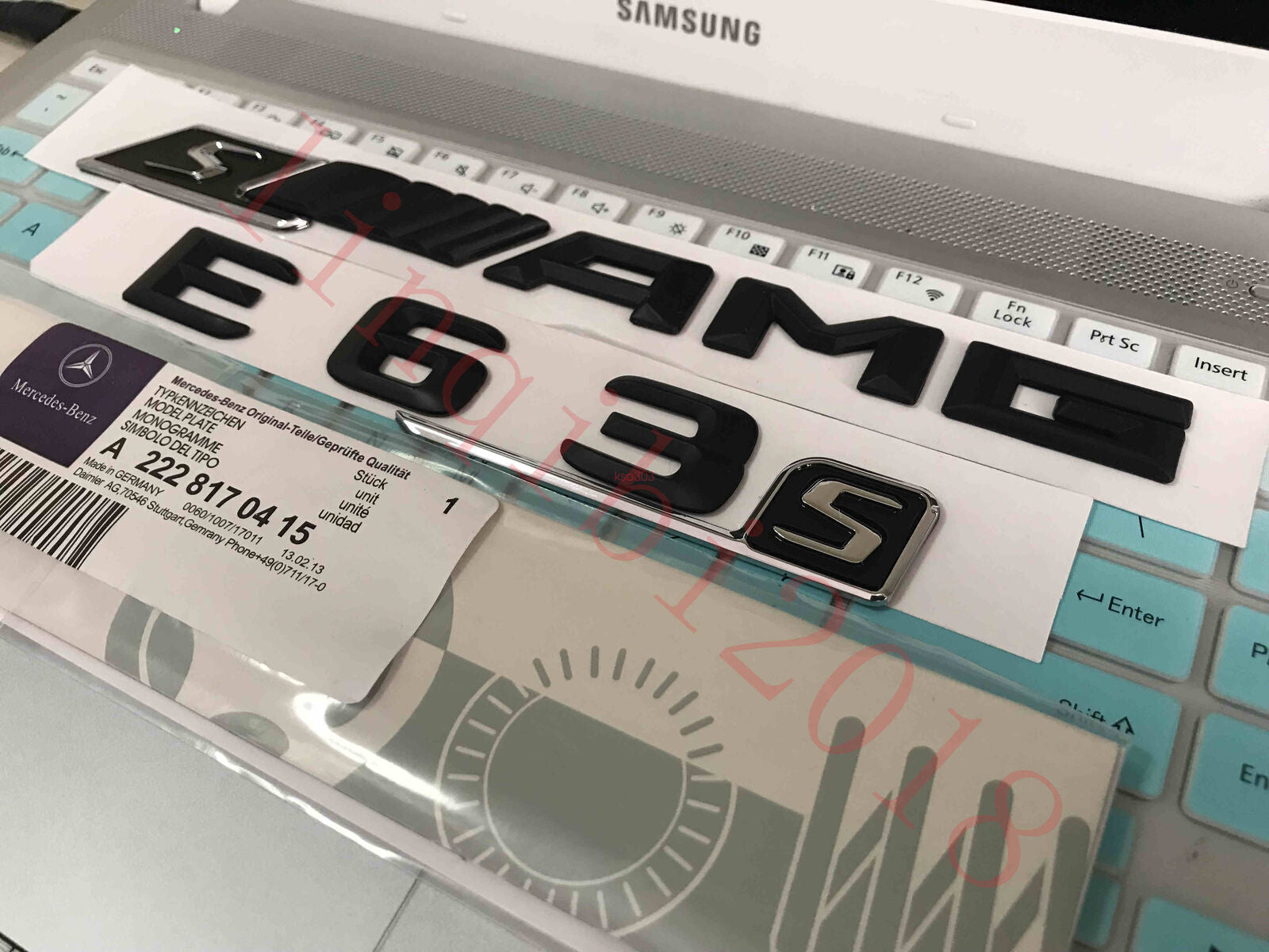 Matt black "s E63 + AMG s" Letters Trunk Emblem Badge Sticker