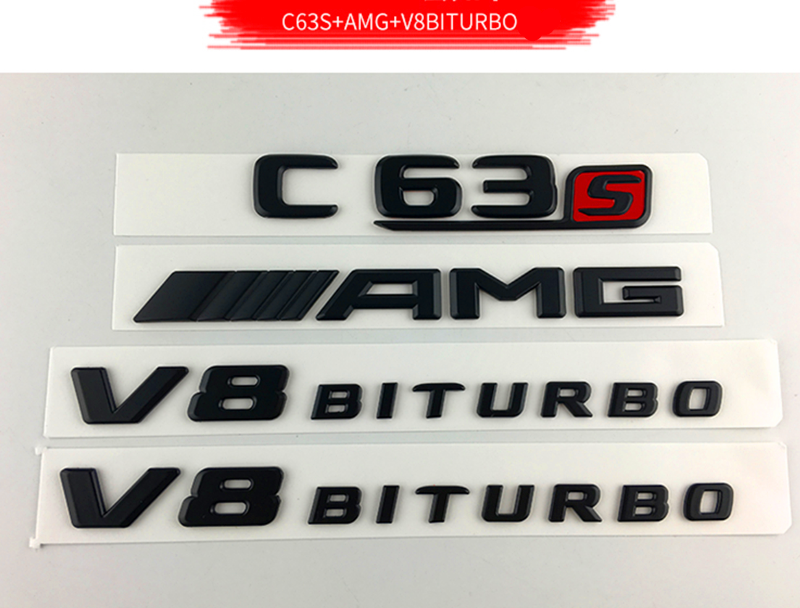 Gloss Black C63S AMG V8 BITURBO PACKAGE Trunk Emblem Badge For MB C63 c205 w205