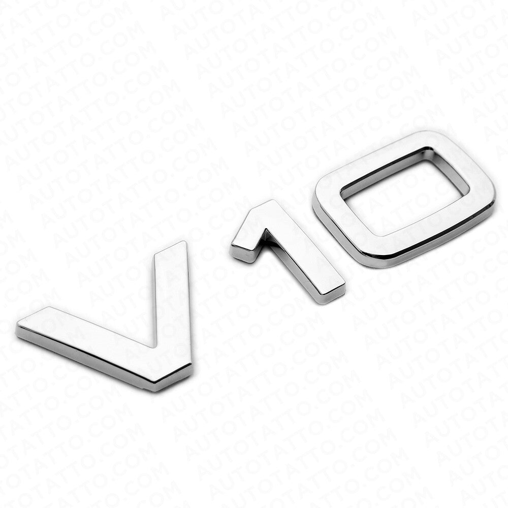 2x Audi OEM Chrome V10 Side Fender Marker Letter Nameplate Emblem Badge Sport