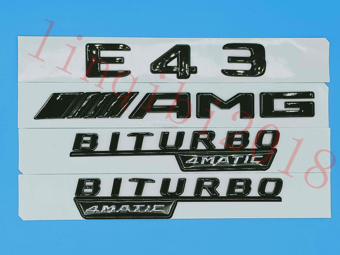 Gloss Black Flat " E43 AMG BITURBO " Trunk Embl Badge Sticker for Mercedes Benz