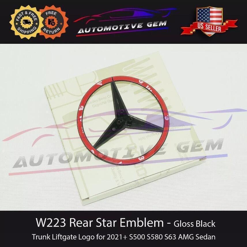 W223 SEDAN Mercedes GLOSS BLACK Star Emblem Rear Trunk Lid Logo Badge AMG S580