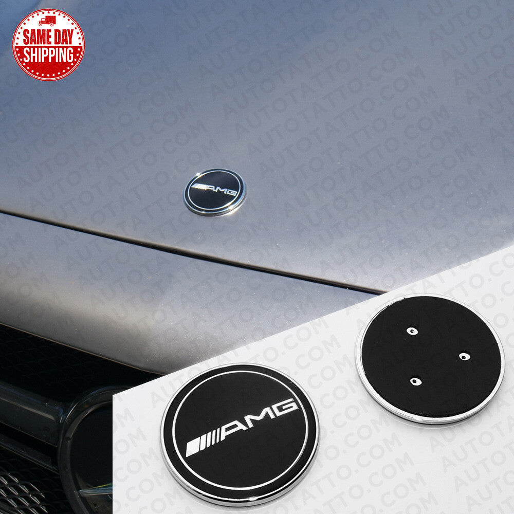 Universal For Mercedes Sport 3D AMG Black Hood Laurel Adhesive Badge Logo Emblem