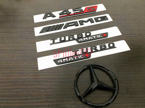 Gloss Black A45S AMG TURBO 4MATIC+ and Rear Star replacement Badge W177 Hatch