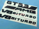 Gloss Black Trunk Fender Badges Emblems for Mercedes Benz GT53S AMG V8 BITURBO