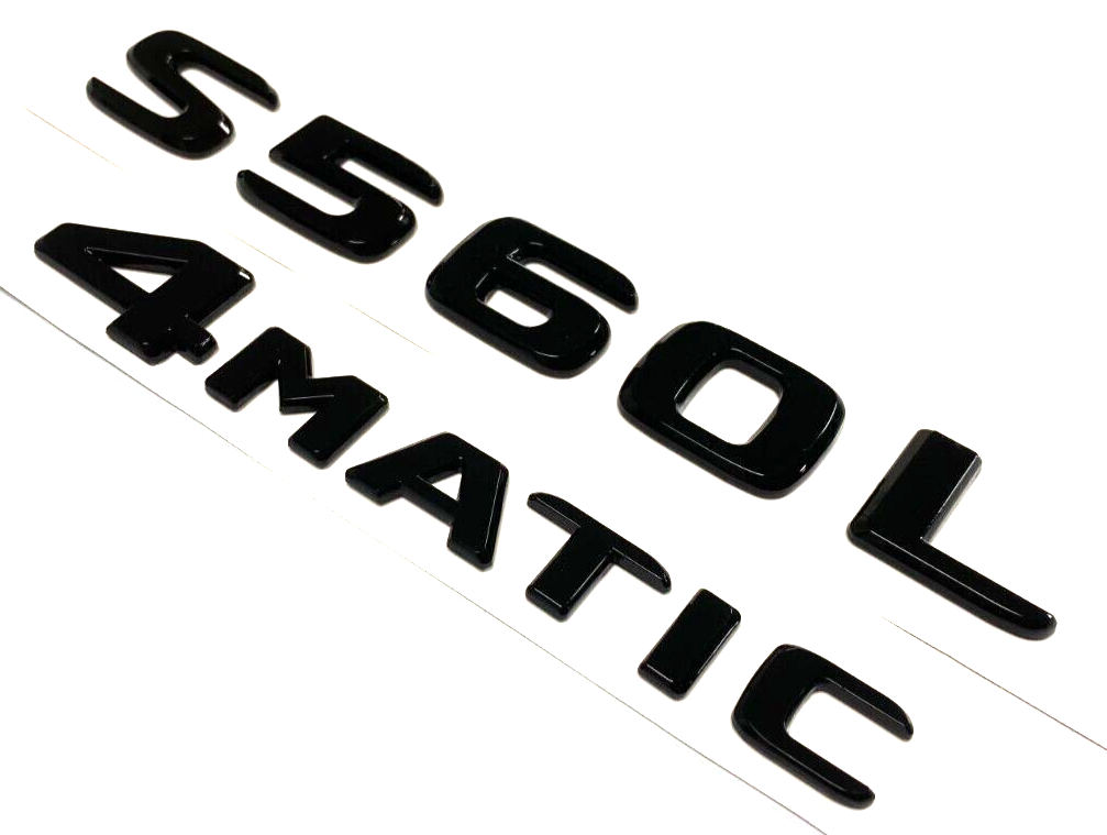 S560L + 4MATIC BLACK FOR MERCEDES REAR TRUNK EMBLEM BADGE NAMEPLATE DECAL NUMBER