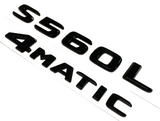 S560L + 4MATIC BLACK FOR MERCEDES REAR TRUNK EMBLEM BADGE NAMEPLATE DECAL NUMBER