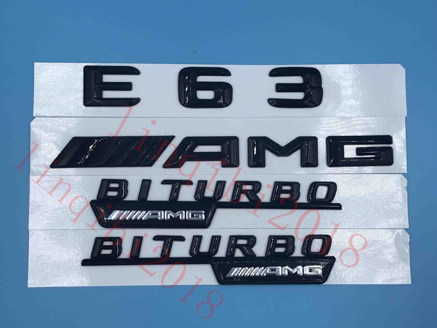 Gloss Black 3D "E63 AMG BITURBO ///AMG" Number Emblem Sticker for Mercedes-Benz