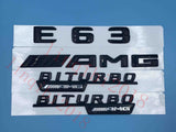 Gloss Black 3D "E63 AMG BITURBO ///AMG" Number Emblem Sticker for Mercedes-Benz