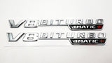 V8 BiTurbo 4Matic+ Emblem Side Fender 3D Chrome Badge for Mercedes AMG CL63 E63