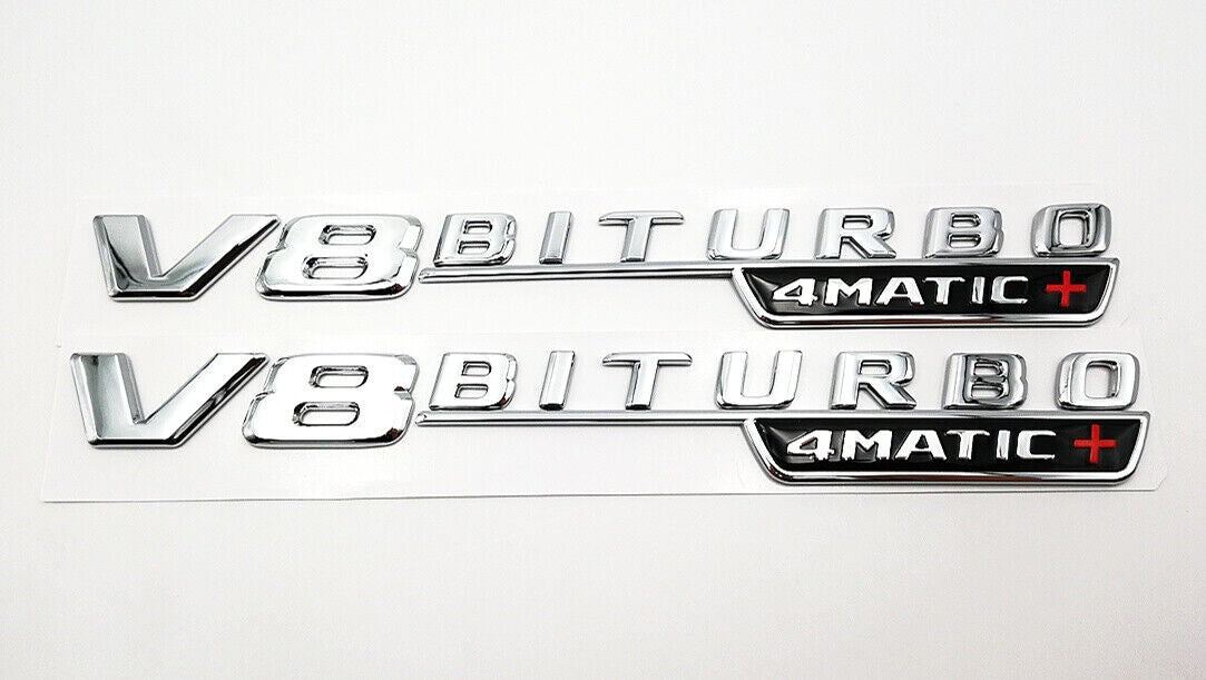 V8 BiTurbo 4Matic+ Emblem Side Fender 3D Chrome Badge for Mercedes AMG CL63 E63