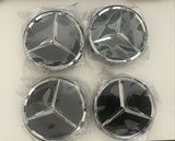 4X Mercedes AMG Emblem Logo Wheel Center Hub Cover Badge Gloss Black 75mm.