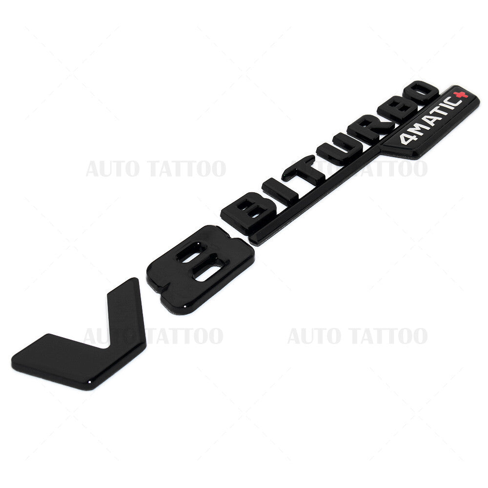 2x 17+ V8 BITURBO 4MATIC Plus + AMG Logo Fender Side Marker Emblem Badge Black