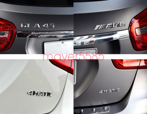 GLA45 + AMG + TURBO 4 MATIC Letters Trunk Embl Badge Sticker for Mercedes Benz