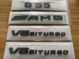 Matte Black For Mercedes Benz G55 AMG V8 BITURBO Emblem Badge Sticker Set