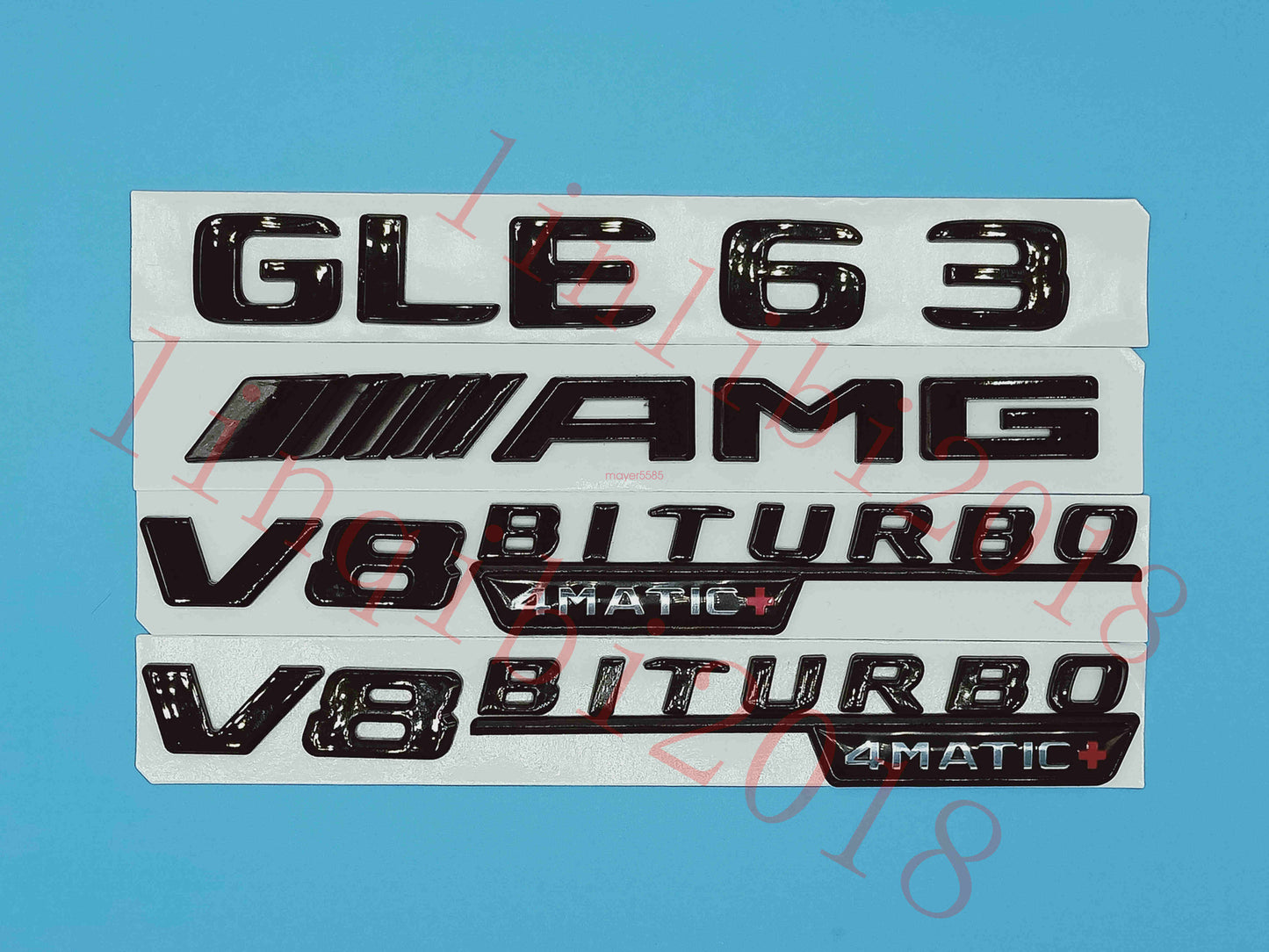 Gloss Black Flat GLE63 AMG V8 BITURBO Trunk Embl Badge Sticker for Mercedes Benz
