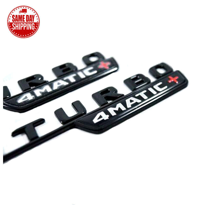 Gloss Black Turbo 4MATIC+ Side Decal Badge For Mercedes CLA250 CLA45S AMG W118