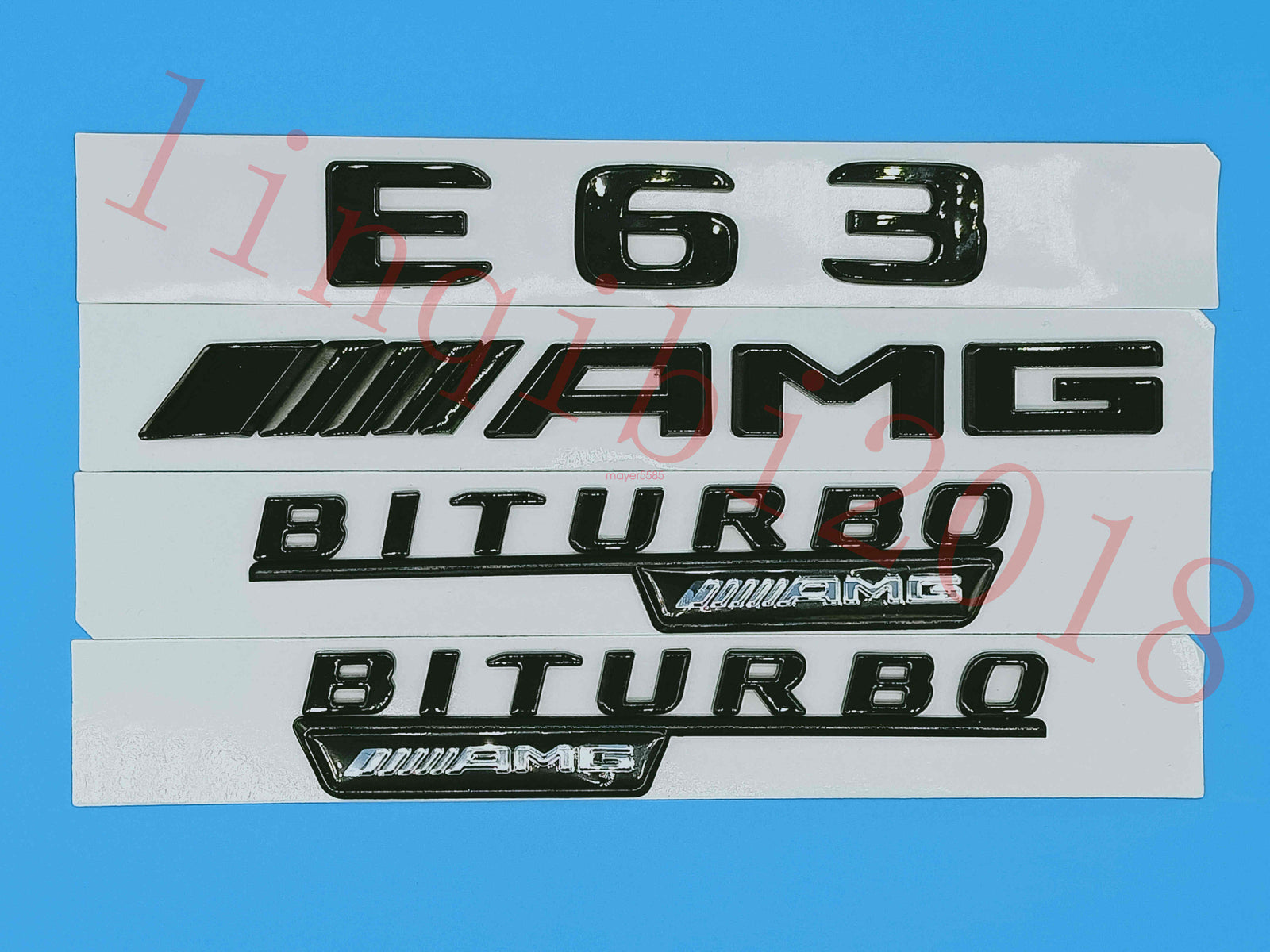 Gloss Black Flat " E63 AMG BITURBO " Trunk Embl Badge Sticker for Mercedes Benz