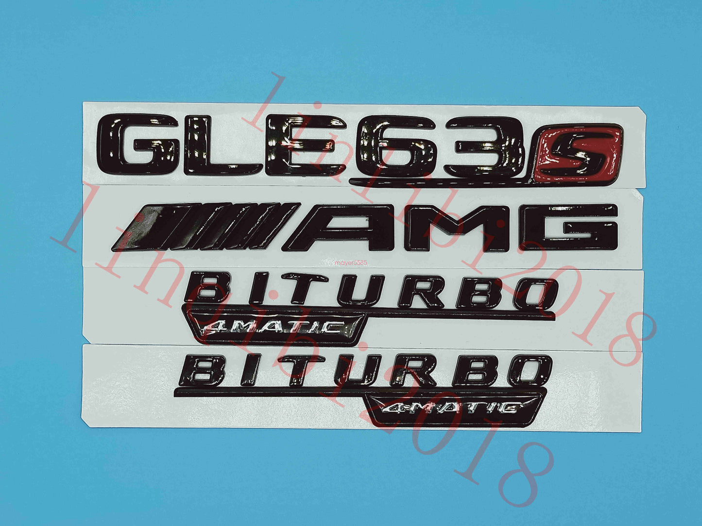 Flat Gloss Black "GLE63s AMG BITURBO" Emblem Badge Sticker for Mercedes Benz GLE