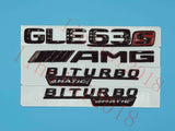 Flat Gloss Black "GLE63s AMG BITURBO" Emblem Badge Sticker for Mercedes Benz GLE