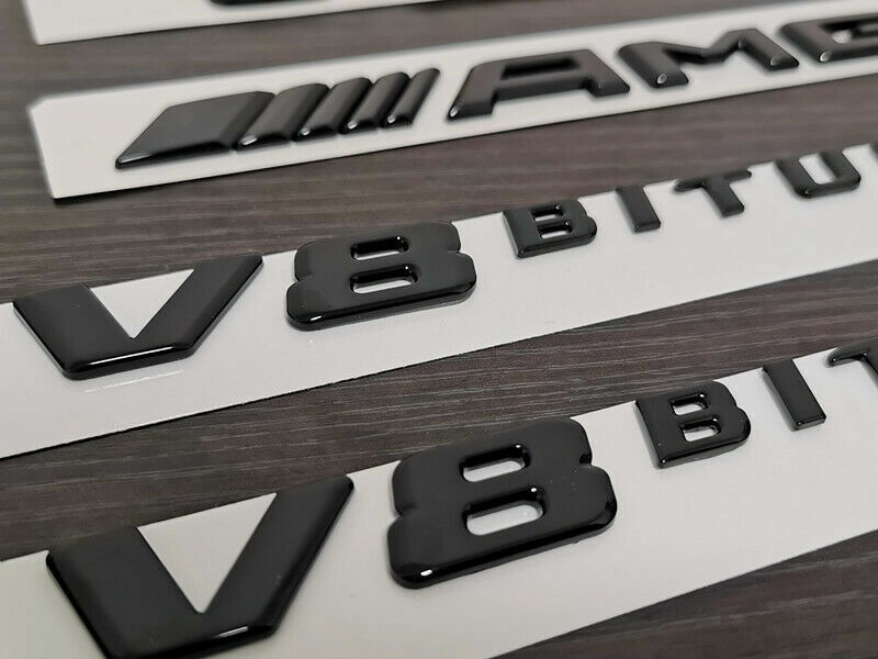 Gloss Black C63S AMG V8 BITURBO PACKAGE Trunk Emblem Badge Sticker For C63 W205