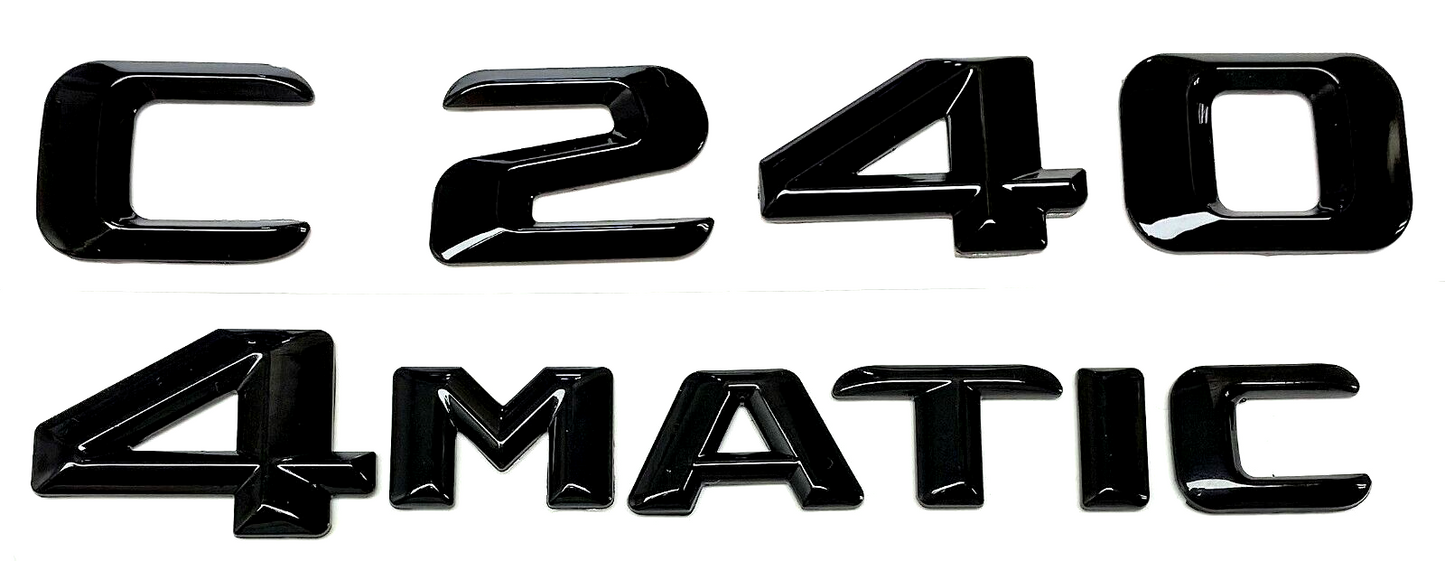 #1 BLACK C240 + 4MATIC REPLACEMENT FOR MERCEDES REAR TRUNK EMBLEM BADGE DECAL