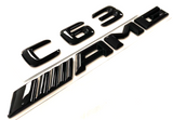 2X BLACK C63 + AMG FOR MERCEDES C63 REAR TRUNK NAMEPLATE EMBLEM BADGE DECAL