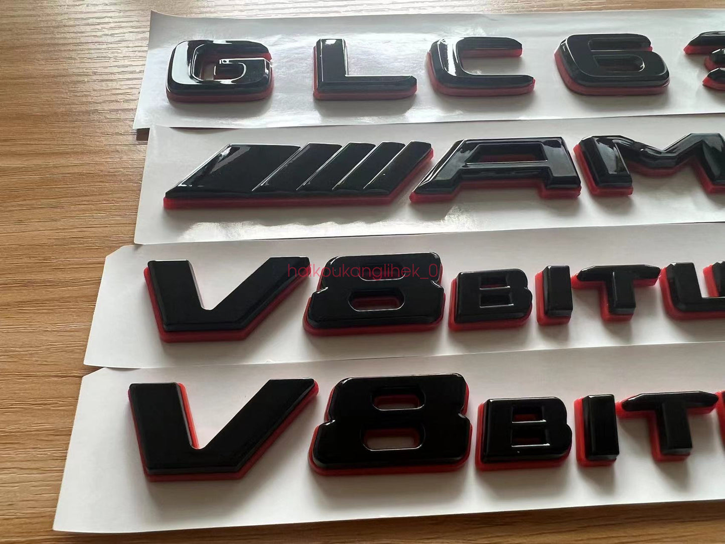 Black RED GLC63 AMG V8 BITURBO Emblem Badge Sticker Set For Mercedes GLC63