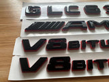 Black RED GLC63 AMG V8 BITURBO Emblem Badge Sticker Set For Mercedes GLC63