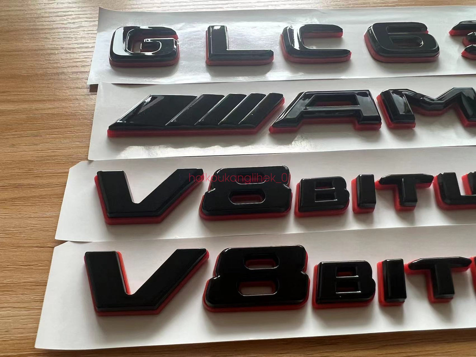 Black RED GLC63 AMG V8 BITURBO Emblem Badge Sticker Set For Mercedes GLC63