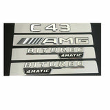 Chrome Trunk Fender Emblems Badges for Mercedes Benz W205 C43 AMG BITURBO 4MATIC